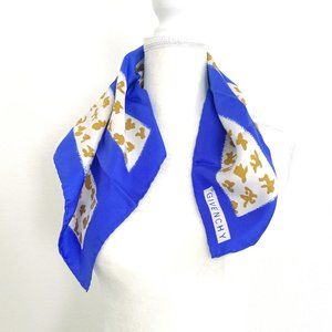 Vintage Givenchy Designer Silk Scarf Blue White Gold Square